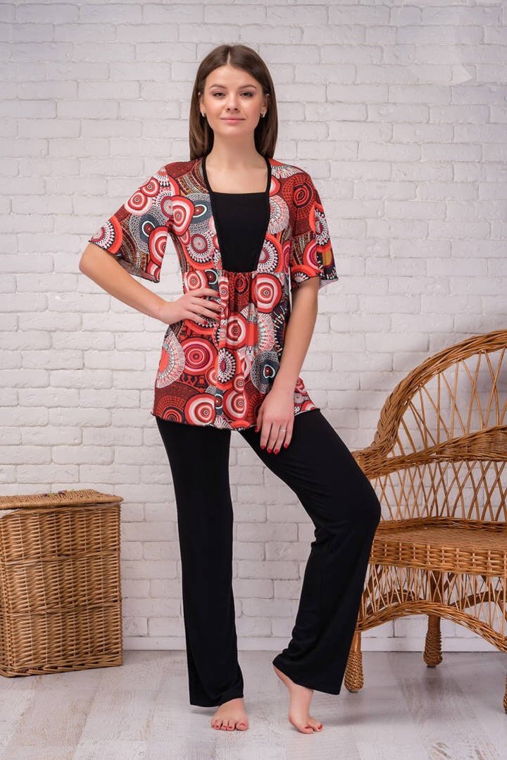 Buy Women's pajama set, Red-pink, 4XL, 040-19, Lanett