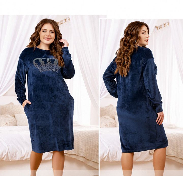 Купить Домашнее платье №2324-синий, 60-62-64, Minova