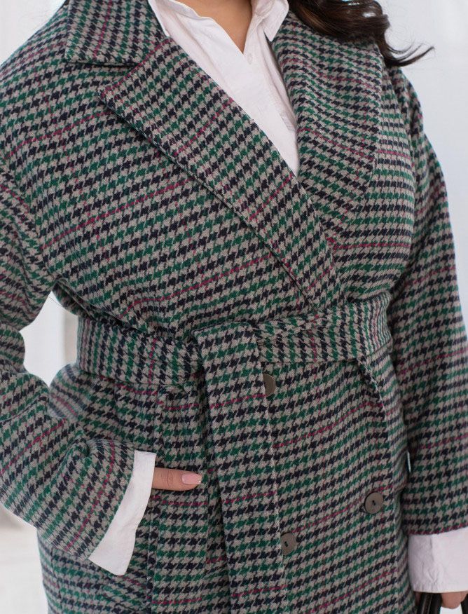 Купить Пальто №2352-Серый-Зеленый, 66-68, Minova
