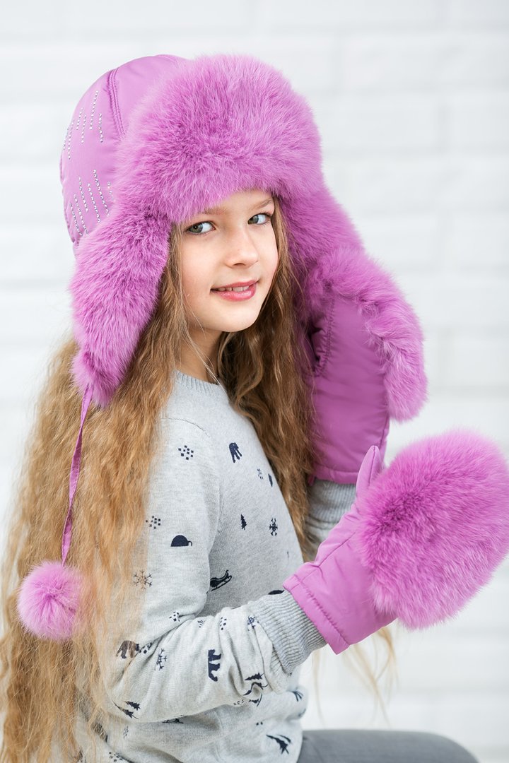 Buy Hat with ear flaps, for girls, Dreams, Lilac,52-53, Dy-201, Fiona