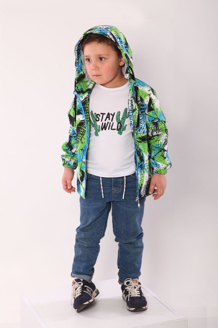 Купить Ветровка для мальчика, 03-00987-0, 128, Зеленый, Модный карапуз