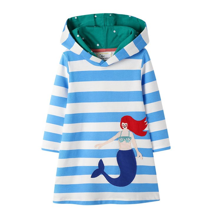 Купить Платье с капюшоном для девочки Мечтательная русалочка, 3 года, Голубой, 51660, Jumping Meters