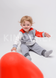 Комплект для малюка, худі і штанці, Сіро-червоний, 1051, 74, Kinderly