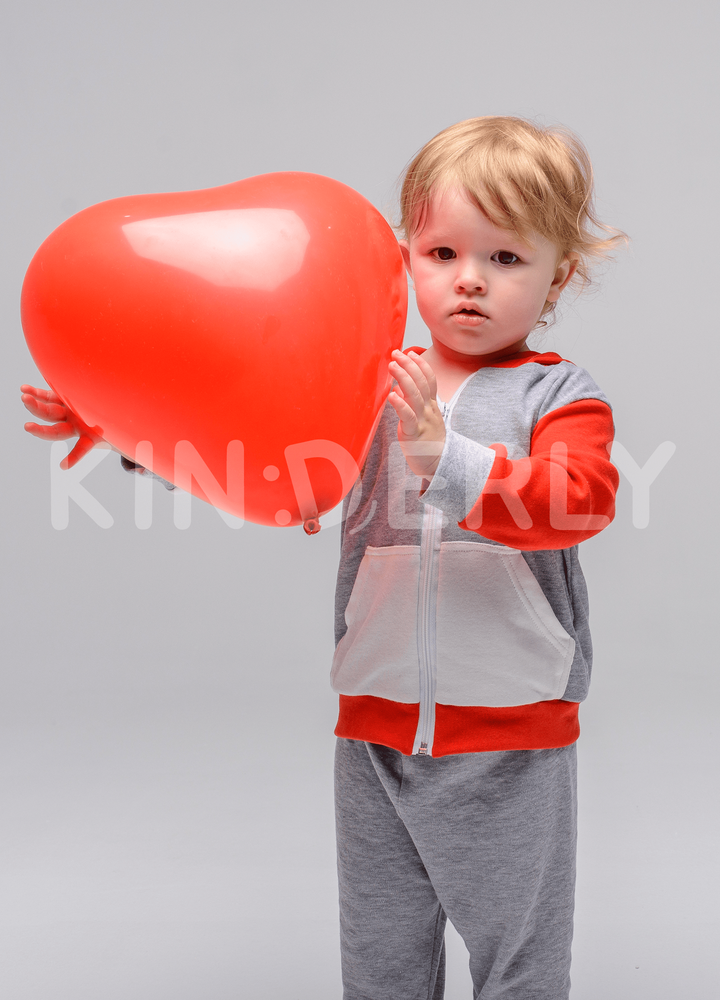 Купити Комплект для малюка, худі і штанці, Сіро-червоний, 1051, 74, Kinderly