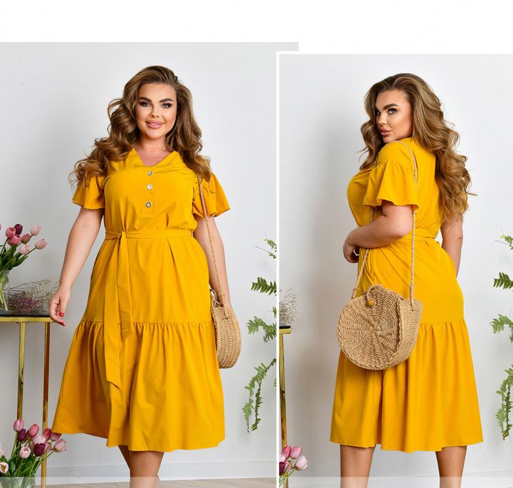 Buy Dress №8-357-Mustard, 62-64, Minova