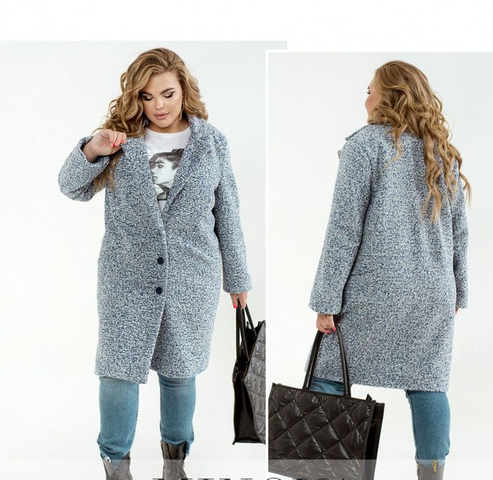 Купить Пальто №2411-синий-белый, 66-68, Minova