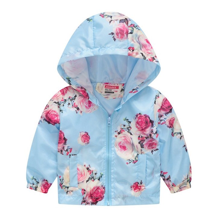 Купить Куртка-ветровка для девочки Нежные розы, p.100, Голубой, 51159, Jomake