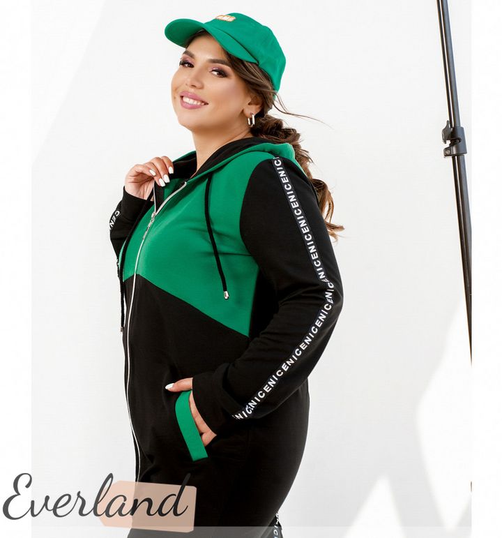 Купить Спортивный костюм №8-315-зелёный-чёрный, 62-64, Minova