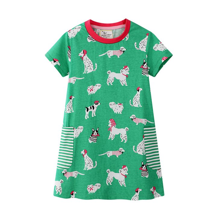 Купить Платье для девочки Собачки, 3 года, Зеленый, 50694, Jumping Meters