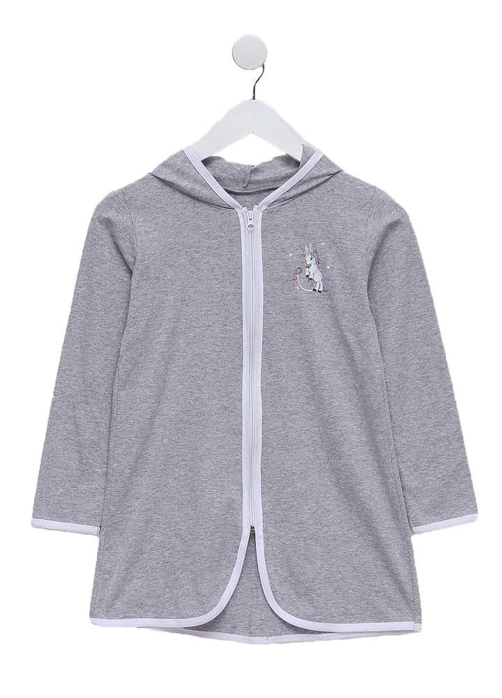 Buy Dressing gown for a girl with a zipper,158-164, grey, 6006, Kinderly