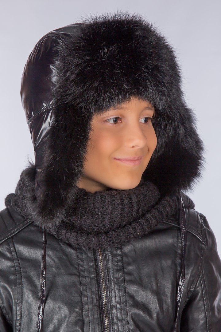 Buy Hat with ear flaps, Pobeda, black, 58-60, PL5-5, Fiona