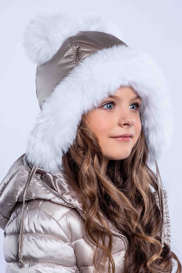 Buy Winter cap for girls, Cutie, Pearl beige, 52-53, Mb-018, Fiona