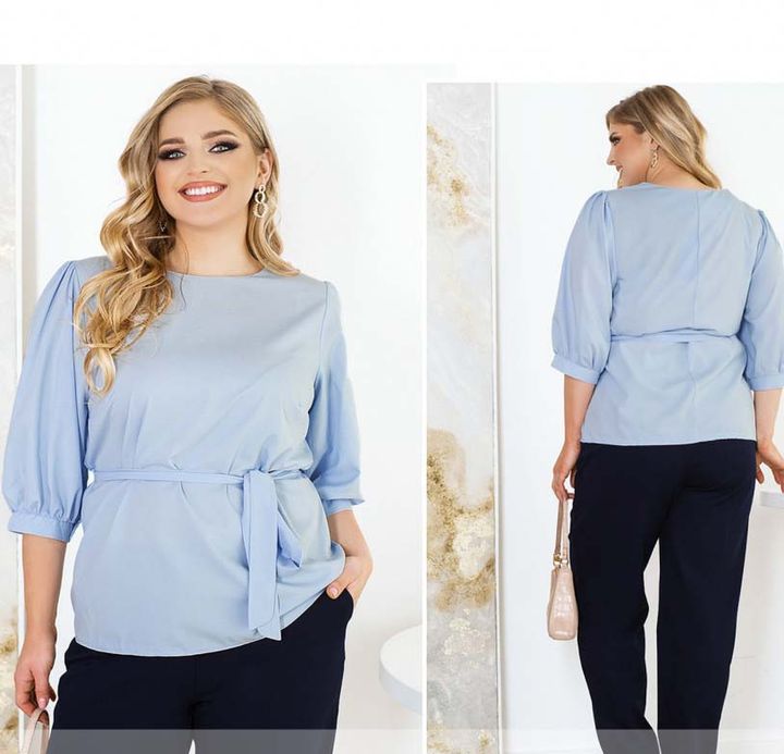 Купить Блуза №2302-голубой, 66-68, Minova