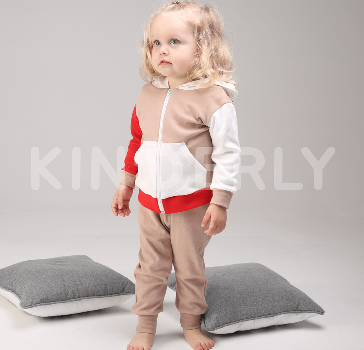 Купить Комплект для малыша, худи и штанишки, Бежево-красный, 1051, 92, Kinderly