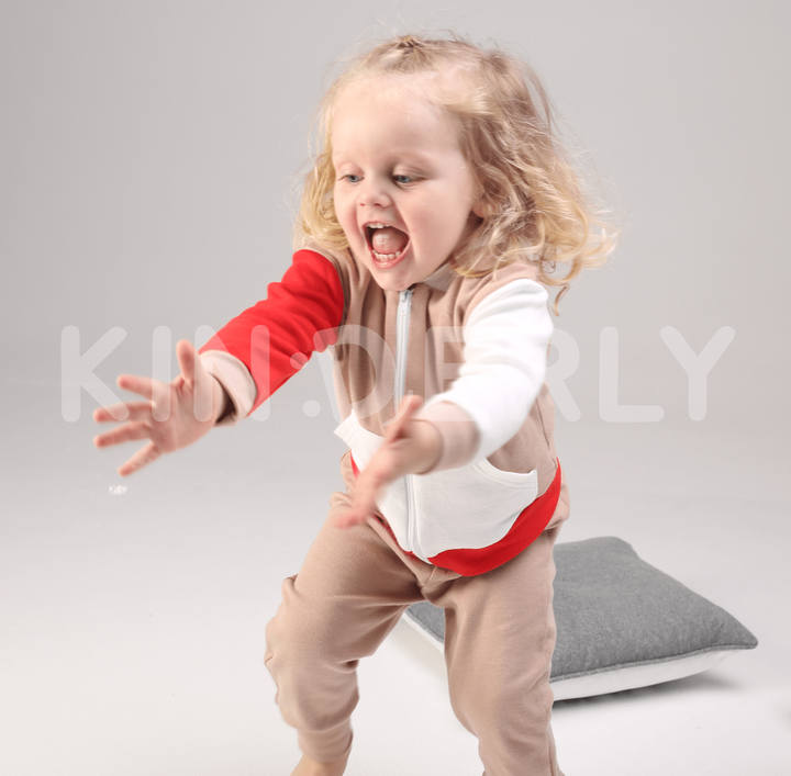 Купить Комплект для малыша, худи и штанишки, Бежево-красный, 1051, р. 92, Kinderly