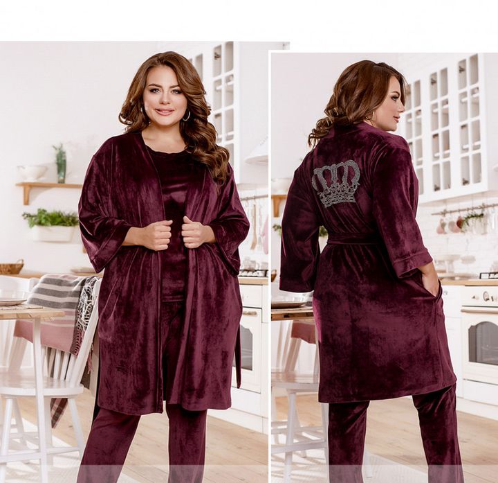 Buy Women's home suit 3 in one, art. 2200, burgundy p. 66-68, Minova