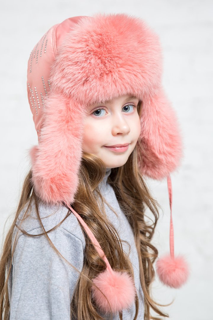 Buy Hat with ear flaps, for girls, Dreams, Apricot,52-53, Dy-022, Fiona