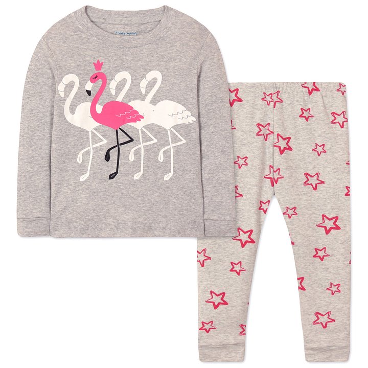 Купить Пижама для девочки Фламинго, Серый, p.95, Wibbly pigbaby