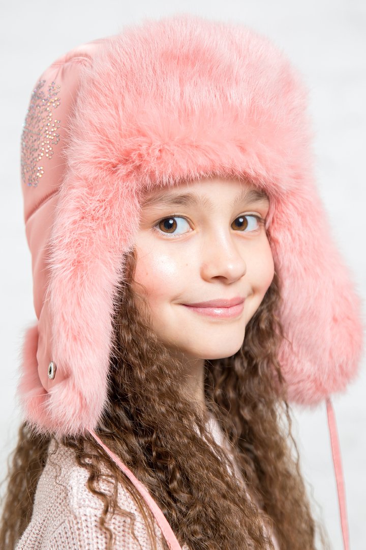 Buy Hat with ear flaps, Pobeda, Apricot,58-60, P-022, Fiona