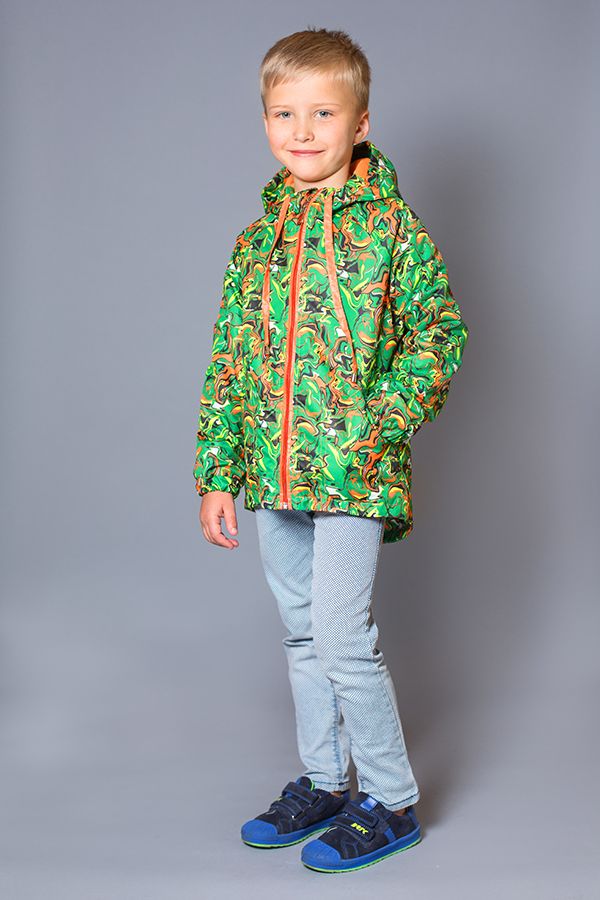 Купить Куртка-ветровка на флисе для мальчика, 03-00693-0, 128, Зеленый, Модный карапуз