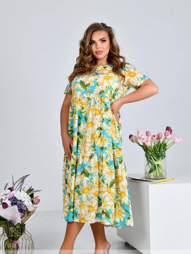 Buy Dress №17-301-Yellow-Blue, 64-66, Minova