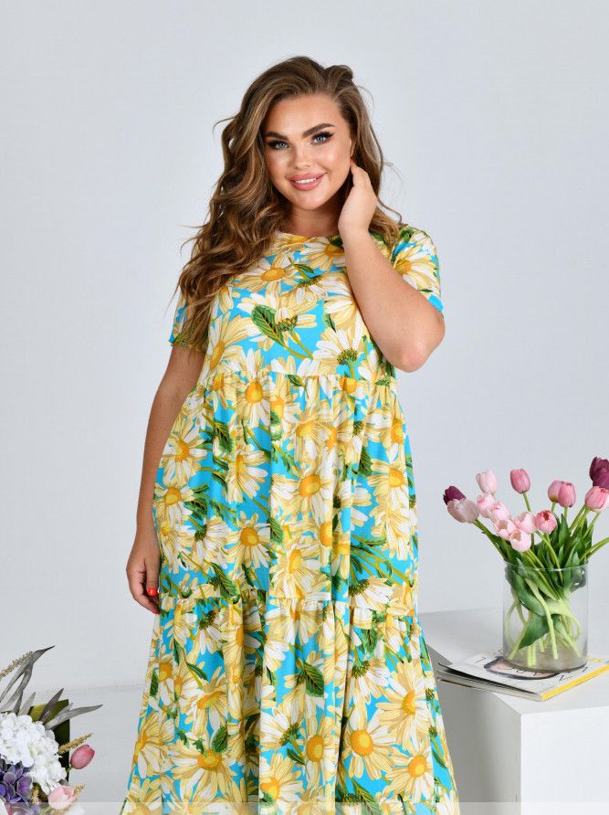 Buy Dress №17-301-Yellow-Blue, 64-66, Minova