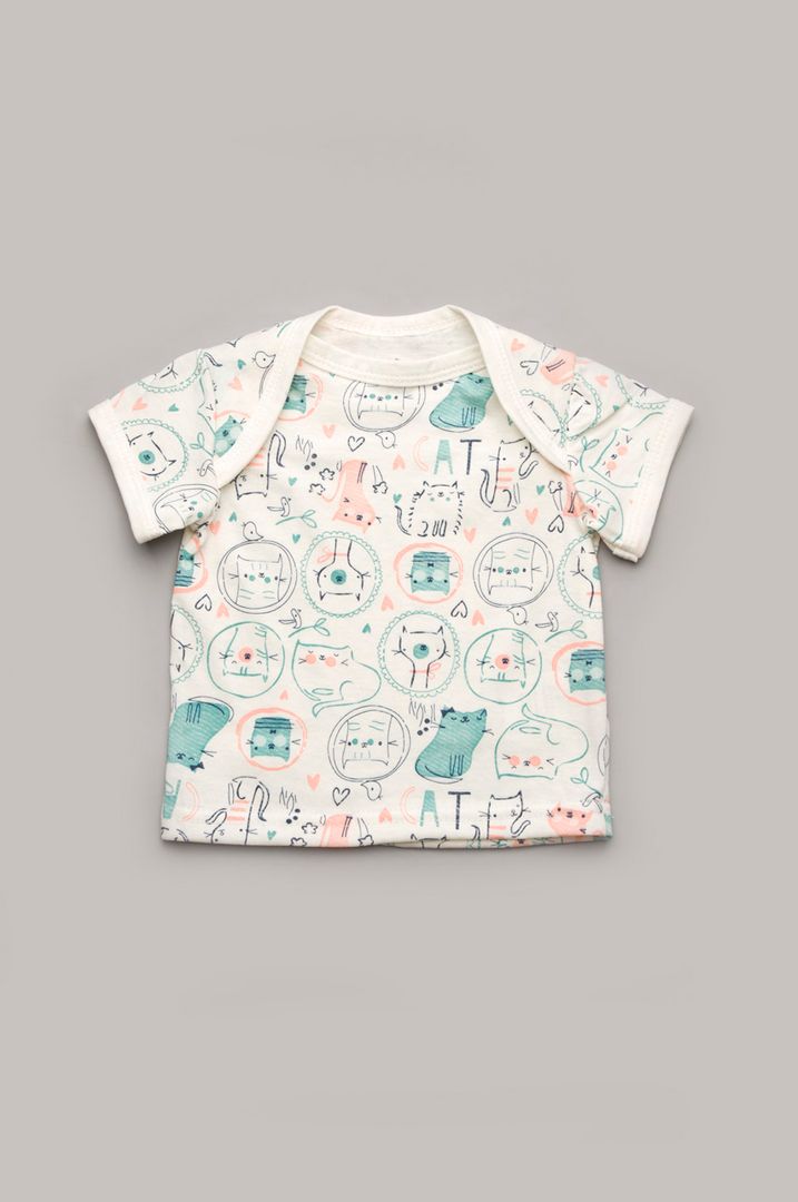 Buy T-shirt for babies, White - turquoise, 303-00037-0, 80, Fashion toddler