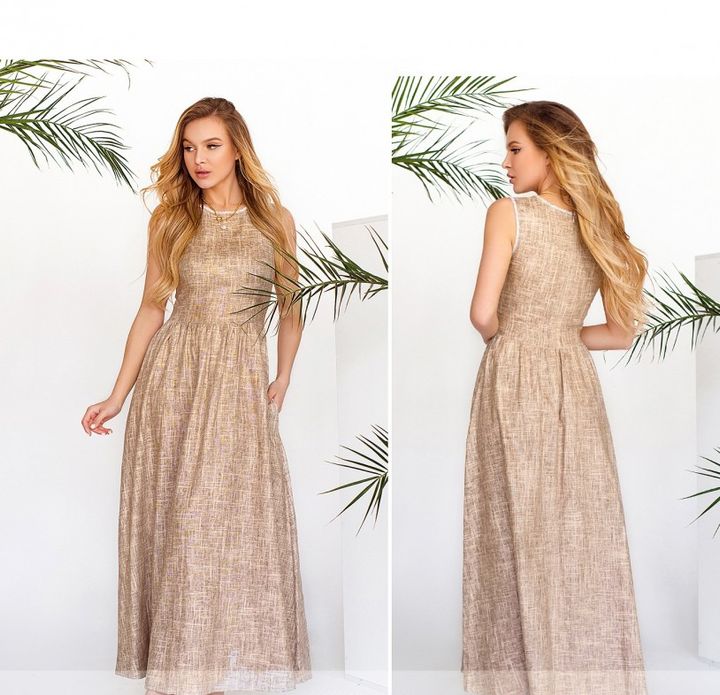 Buy Women's dress No. 1076-beige, 48, Minova