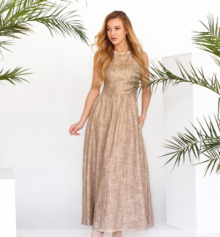 Buy Women's dress No. 1076-beige, 48, Minova