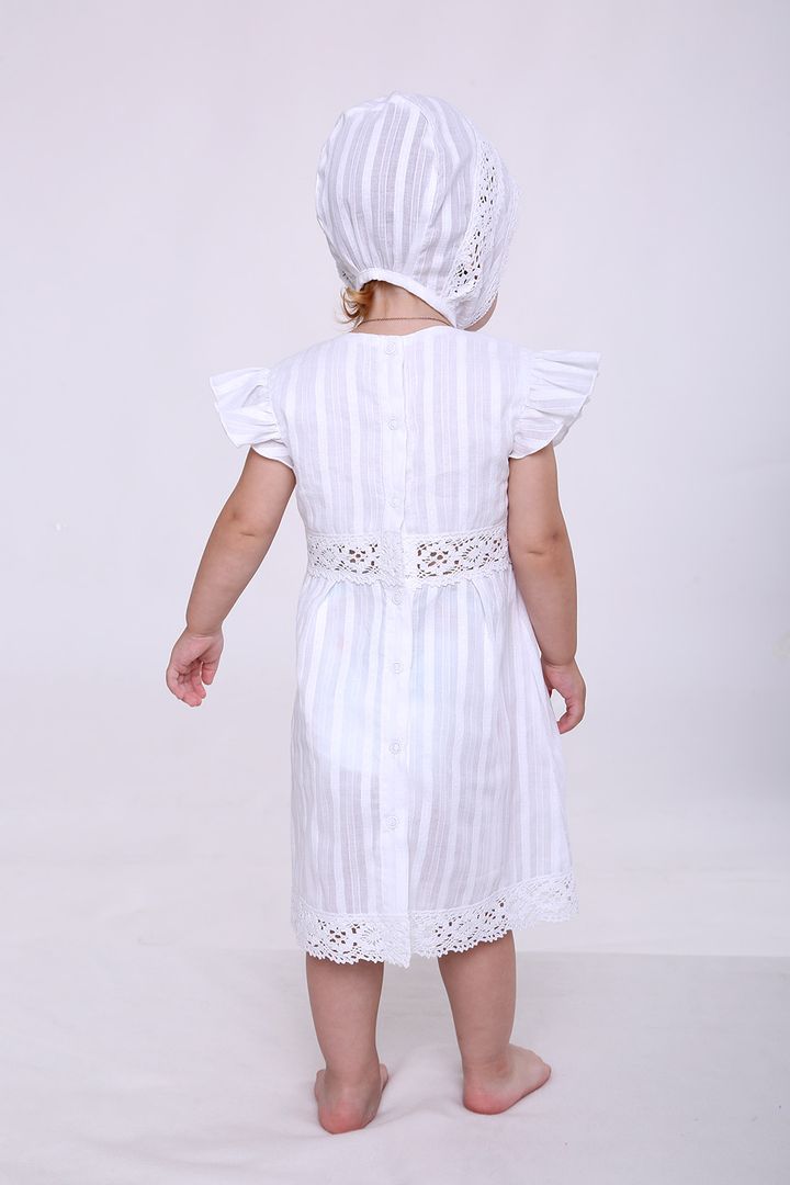 Купити Хрестильний комплект з мереживом для дівчинки, 03-01010-0, 62, Біло-молочний, Модний карапуз