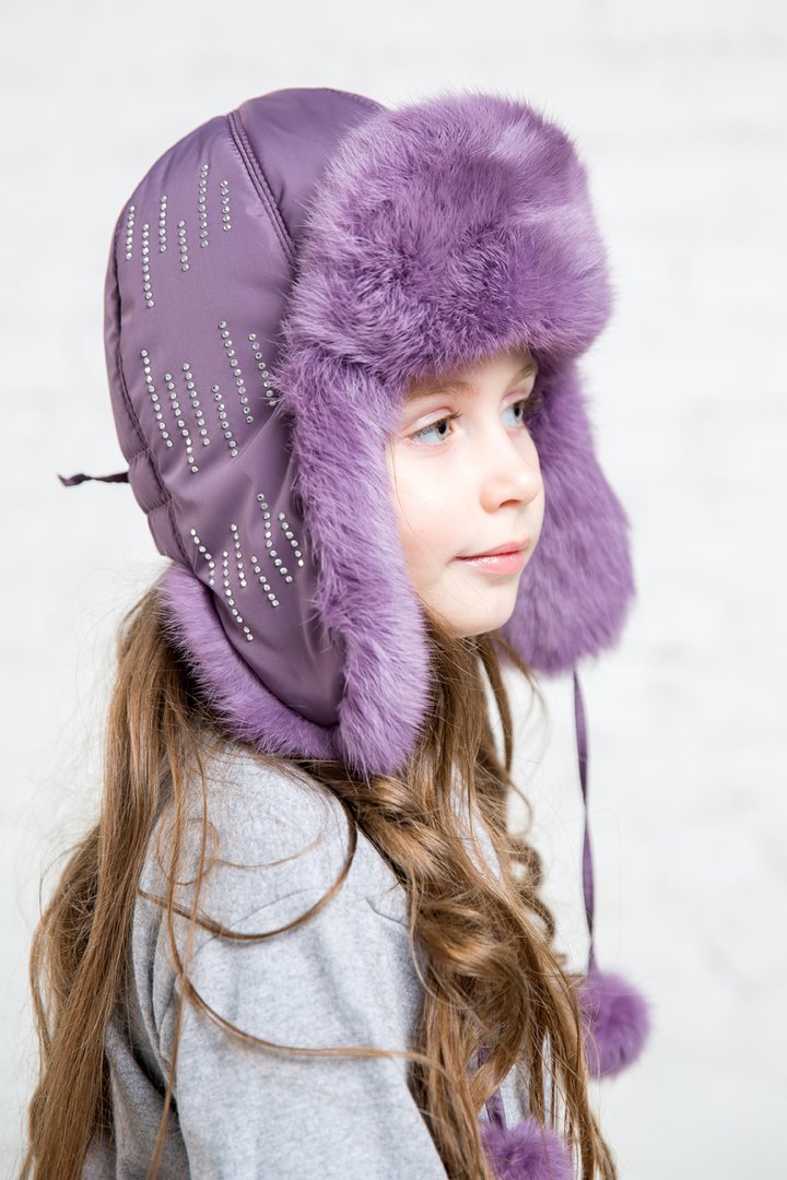 Buy Hat with ear flaps, for girls, Dreams, Violet,52-53, Dy-017, Fiona