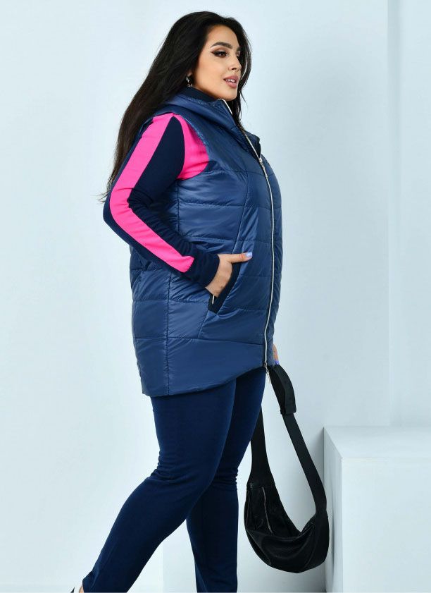 Buy Women's quilted vest No. 8-219B-blue, 62-64, Minova