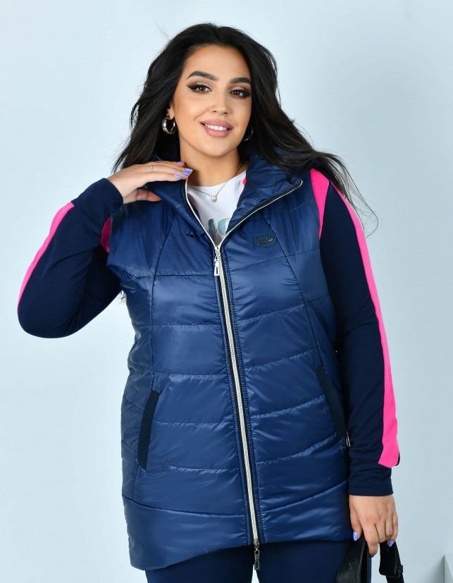 Buy Women's quilted vest No. 8-219B-blue, 62-64, Minova