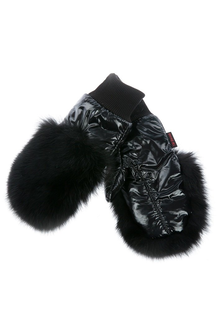 Buy Mittens, Black with lacquer effect, AL-010, size XL, Fiona