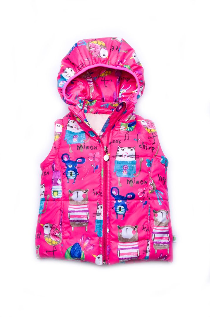 Купить Куртка-жилет (трансформер) для девочки "Animals", 03-00695-0, размер 104, Модный карапуз