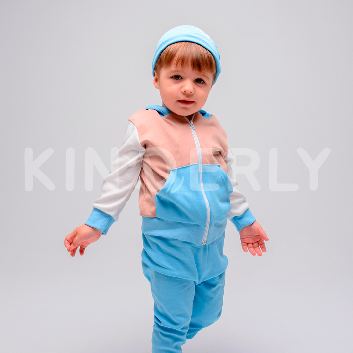 Купити Комплект для малюка, футболка з довгим рукавом і штанці, Бежево-блакитний, 1052, 86, Kinderly