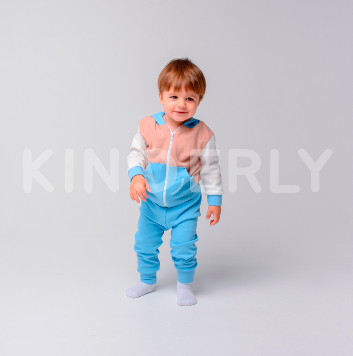 Купити Комплект для малюка, футболка з довгим рукавом і штанці, Бежево-блакитний, 1052, 86, Kinderly