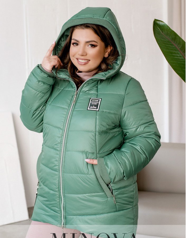 Купити Куртка жіноча тепла №8-323-оливка, 60-62, Мінова