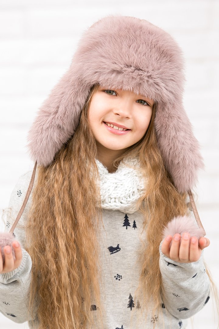 Buy Hat with ear flaps, for girls, Dreams, cappuccino, 52-53, Dy-018, Fiona