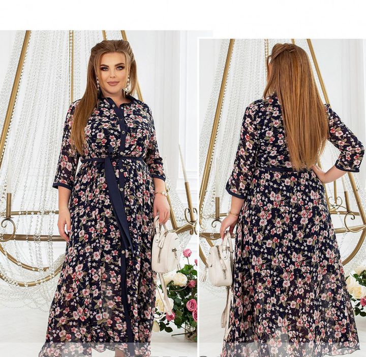 Buy Dress №8648-1-dark blue, 6XL, Minova