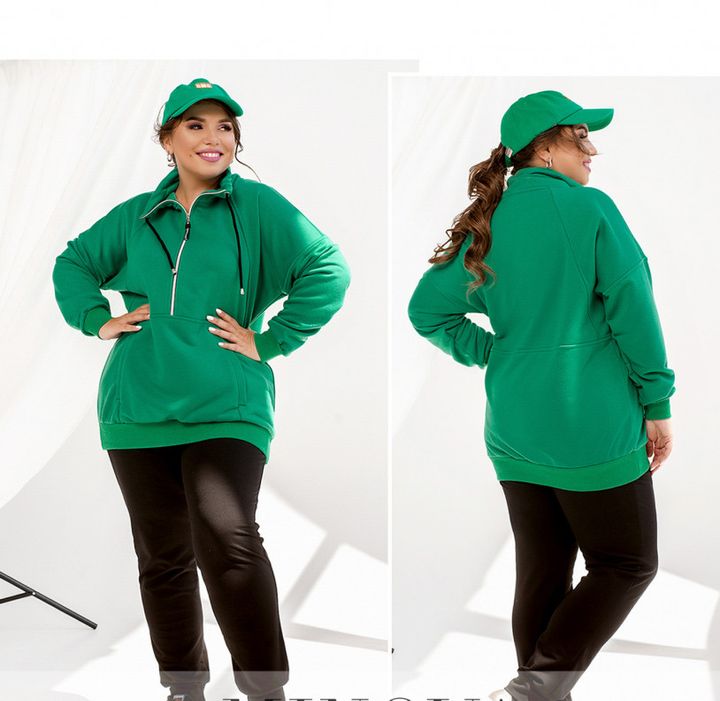 Купить Женский спортивный костюм №17-273-Зелёный-черный, 64-66, Minova