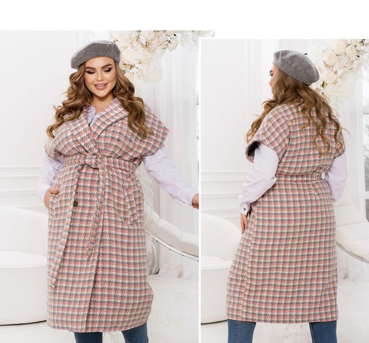 Buy Vest-Coat №2432-Grey-Pink, 66-68, Minova