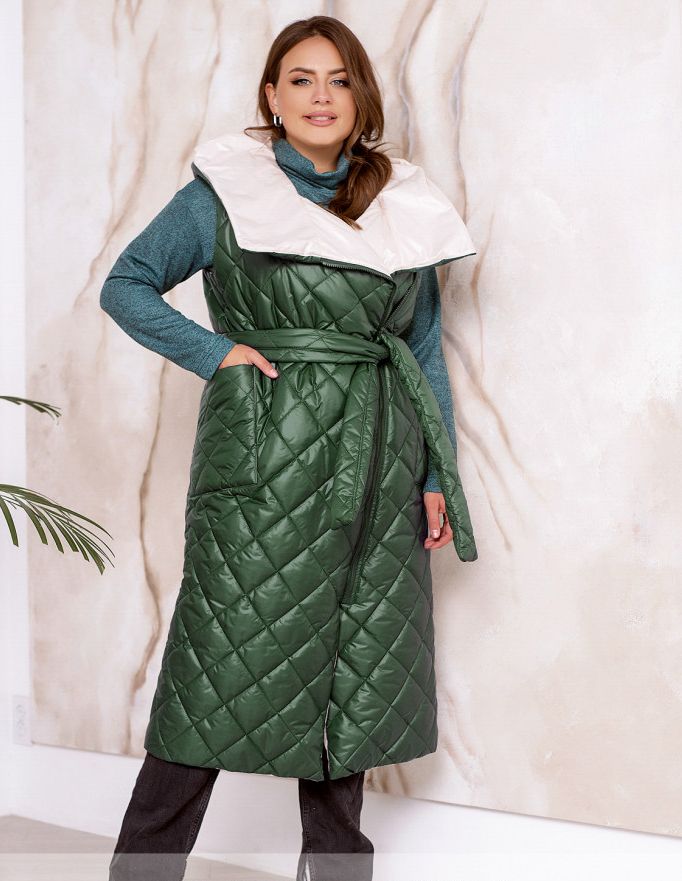 Buy Women's quilted vest No. 2312-green, 68-70, Minova