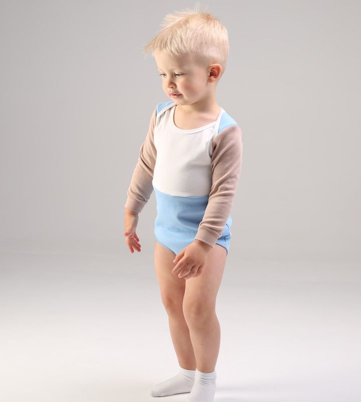 Buy Bodysuit with long sleeves, Milky-blue-beige, 1029, 80, Kinderly