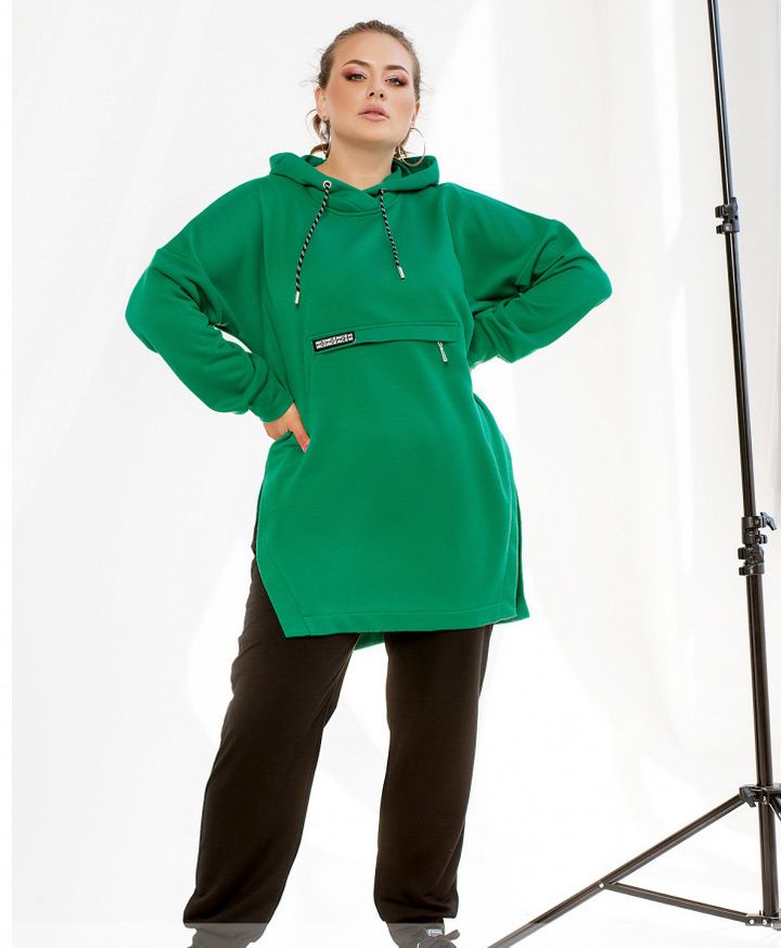Купить Женский спортивный костюм №17-249-зелёный-черный, 64-66, Minova