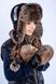 Buy Hat with ear flaps, Pobeda, Black/Brown highlights,58-60, FG-01, Fiona