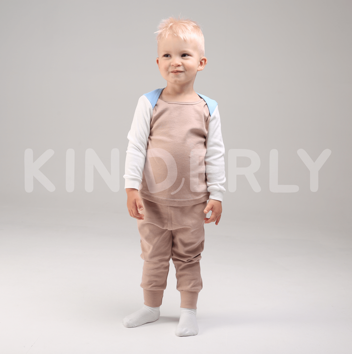 Купити Комплект для малюка, футболка з довгим рукавом і штанці, Бежево-блакитний, 1052, 62, Kinderly