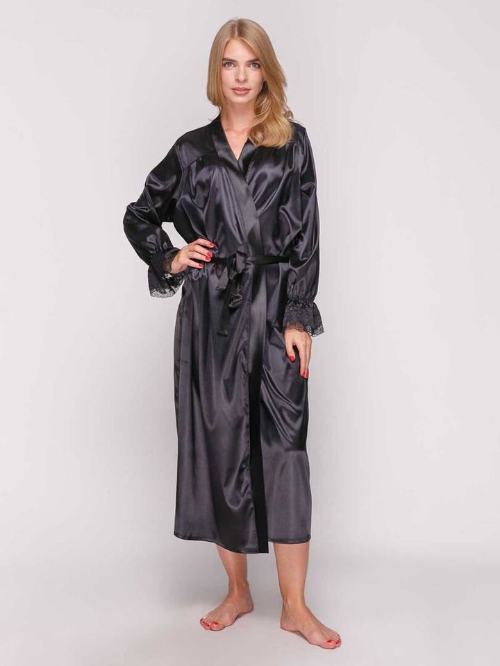 Buy Dressing gown for women Black 52, F50027, Fleri