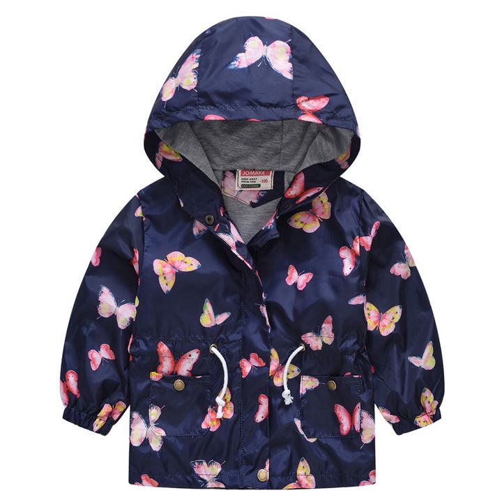 Купить Куртка-ветровка для девочки Веселые бабочки, p.140, Синий, 51128, Jomake