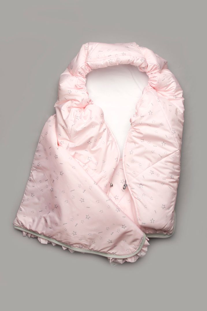 Купити Конверт зимовий для новонародженого, рожевий з принтом, 03-00894, Модний карапуз